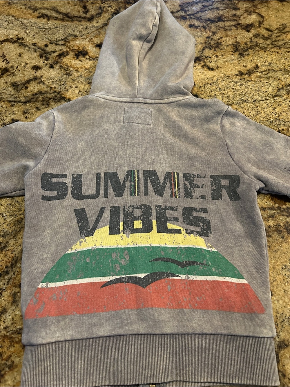 Kids Butter Zip Front Hoodie - Summer Vibes Graphic Sweatshirt in Gray